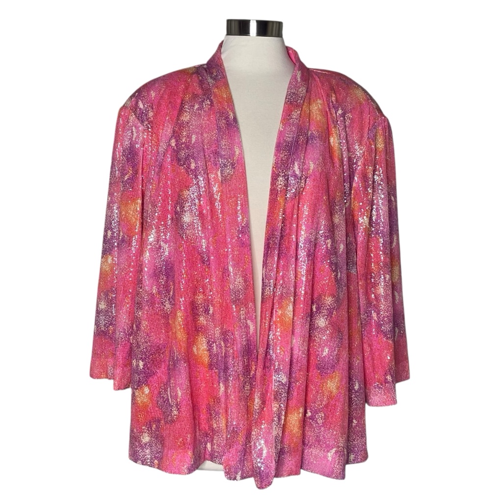 Peter Nygard 3x Sequined Open Jacket Pink